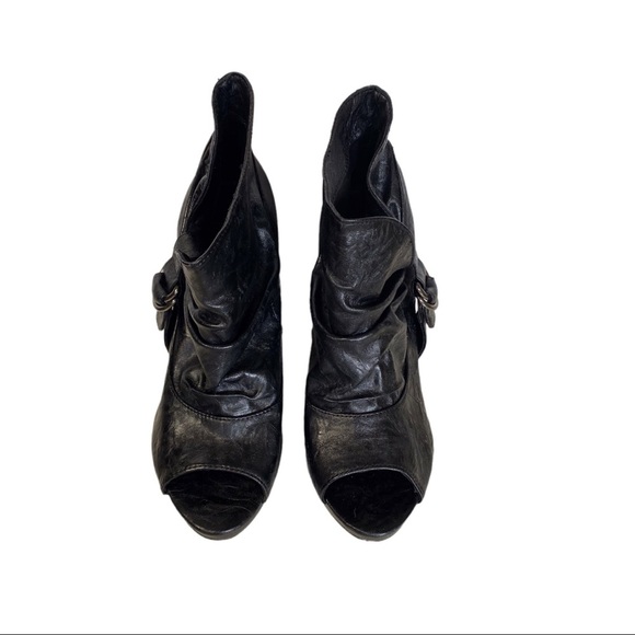 Qupid Black Open Toe Slouchy Ankle Boot - Picture 5 of 12